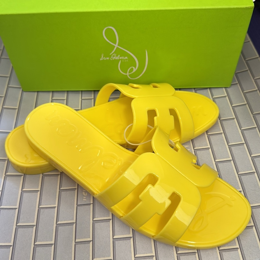 SAM EDELMAN Bay Jelly Slide Sandals Limoncello Sz US4 UK3.5 EUR36